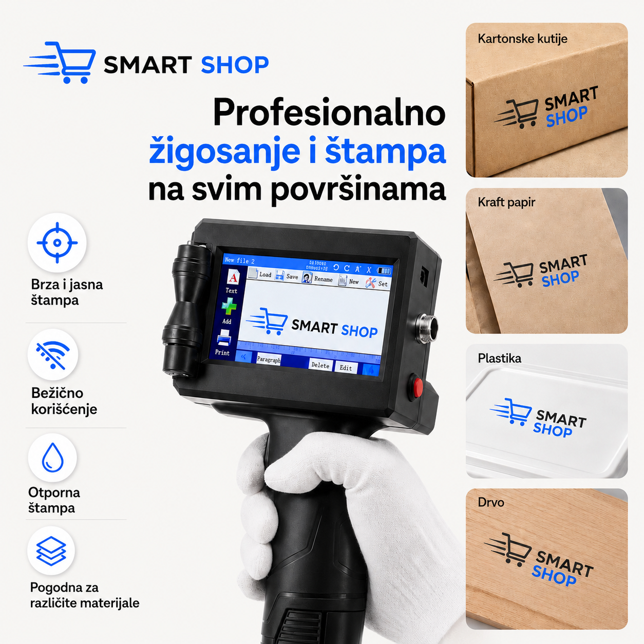 Profesionalni inkjet štampač za kutije, ambalažu, plastiku, metal i drvo