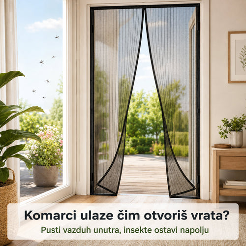 Magic Mesh magnetna mreža za vrata – protiv komaraca i insekata - CRNA