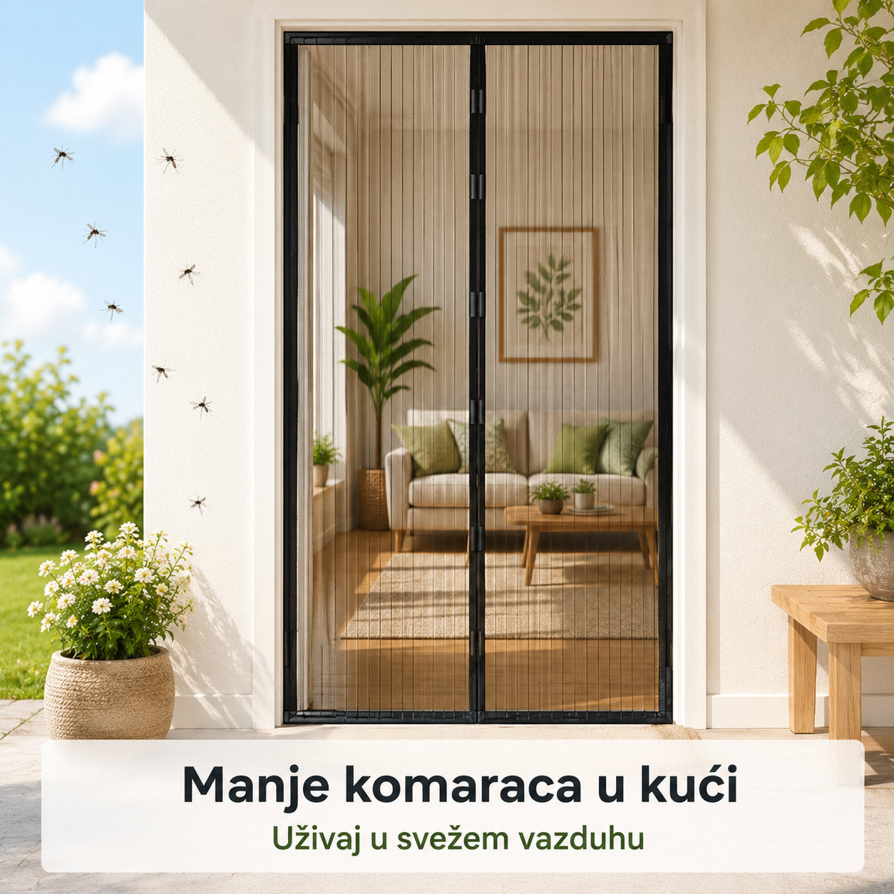 Magic Mesh magnetna mreža za vrata – protiv komaraca i insekata - CRNA