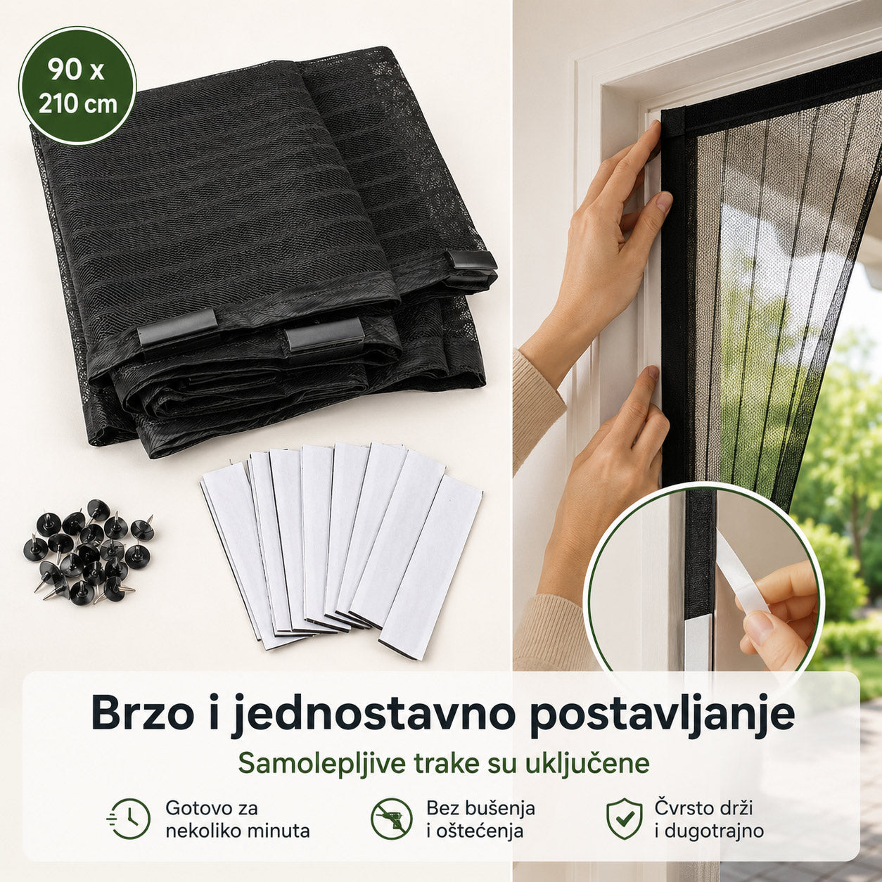 Magic Mesh magnetna mreža za vrata – protiv komaraca i insekata - CRNA